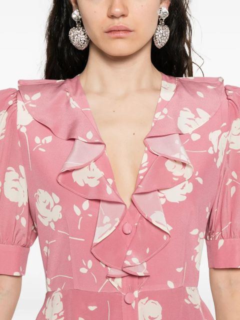 Alessandra Rich floral-print midi dress - Pink
