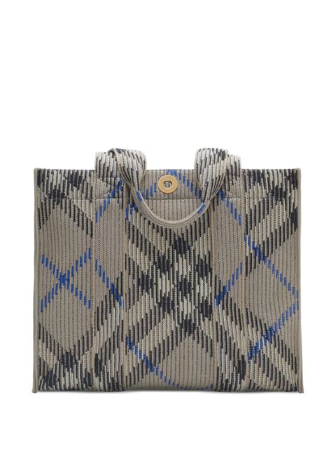 Burberry small Check knitted tote bag - Grey - zdjęcie produktu nr 1