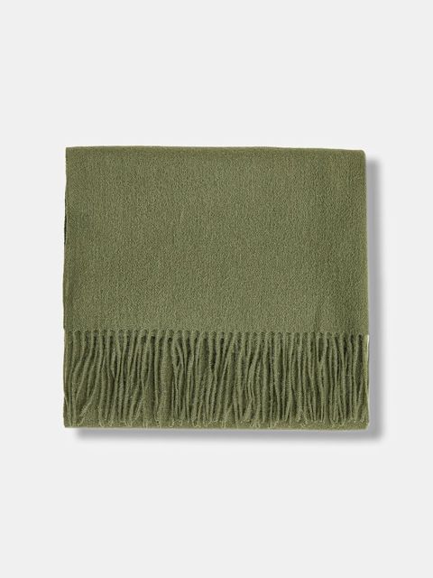 Answear.LAB szal wełniany damski kolor zielony gładki