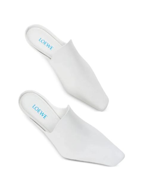 LOEWE Emily square-toe kitten-heel mules - White