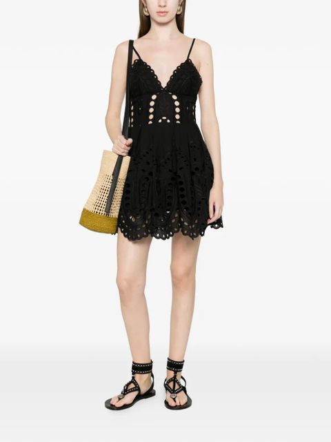 Charo Ruiz Ibiza Nix scalloped eyelet mini dress - Black - zdjęcie produktu nr 2