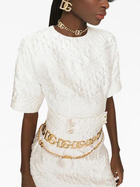 Dolce & Gabbana jacquard short-sleeve minidress - White