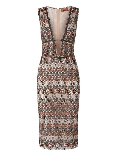 Missoni floral V-neck midi dress - Neutrals - zdjęcie produktu nr 1