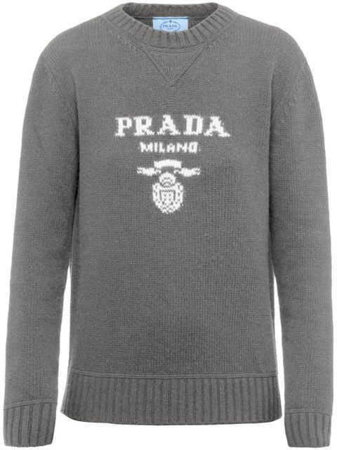 Prada logo-intarsia cashmere jumper - Grey - zdjęcie produktu nr 1