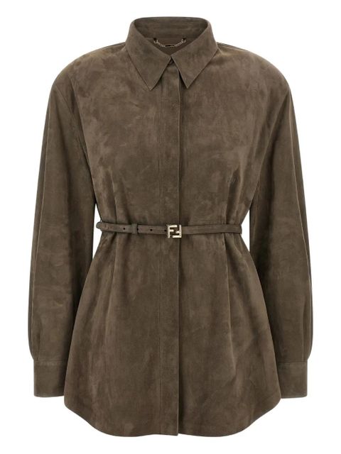 FENDI logo-belt suede shirt - Grey - zdjęcie produktu nr 1