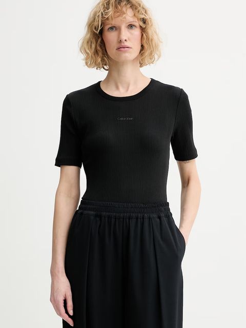 Calvin Klein T-shirt basic damski bawełniany z elastanem - zdjęcie produktu nr 1