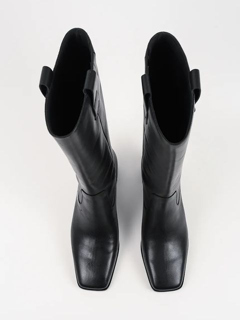 Karl Lagerfeld kozaki skórzane KAYLA damskie kolor czarny na słupku KL35470