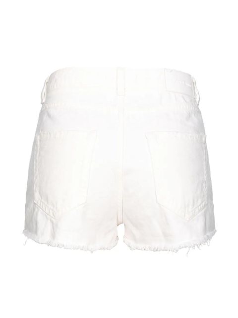PINKO high-rise frayed-hem denim shorts - White