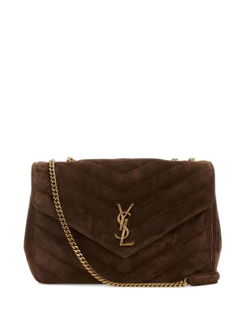 Saint Laurent large Lou Lou chevron-motif chain crossbody bag - Brown - zdjęcie produktu nr 1