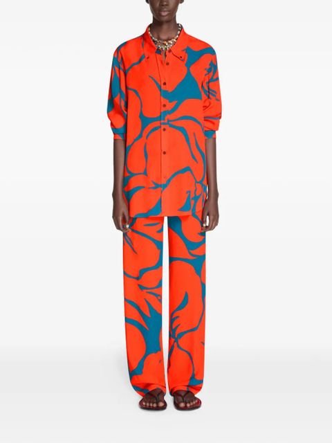 DRIES VAN NOTEN floral-print trousers - Orange - zdjęcie produktu nr 2