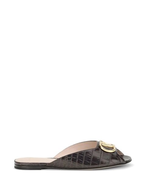 Valentino Garavani VLogo Signature croc-effect leather sandals - Brown - zdjęcie produktu nr 1