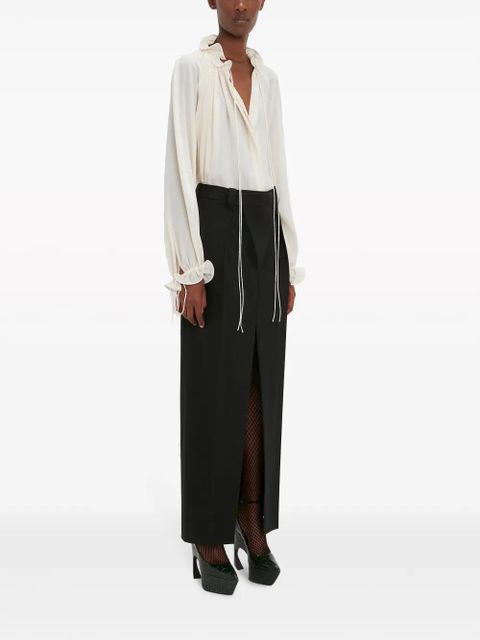 Victoria Beckham ruffle-trim pleated silk blouse - White
