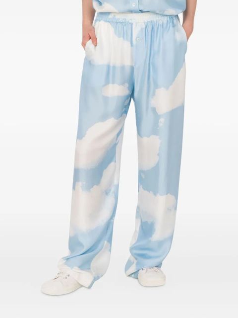 Moschino cloud-print wide-leg trousers - Blue