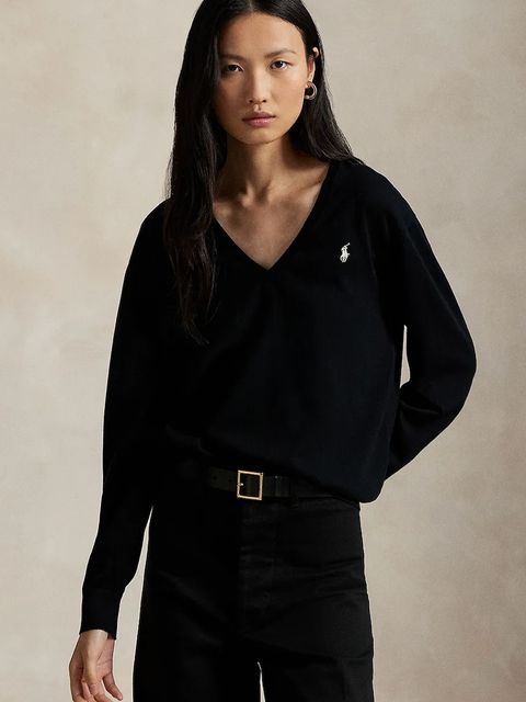 Polo Ralph Lauren sweter bawełniany damski kolor czarny lekki 211972105 - zdjęcie produktu nr 1