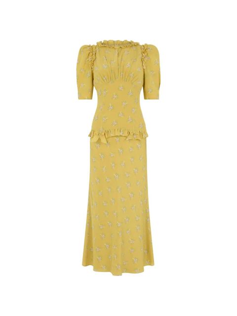 Alessandra Rich floral-print ruffled dress - Yellow - zdjęcie produktu nr 1