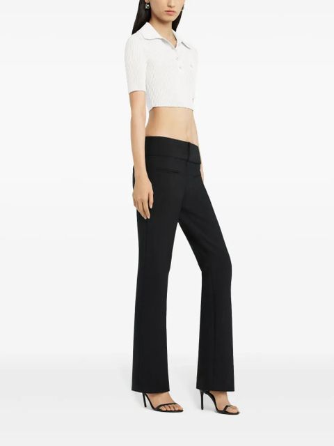 Courrèges knitted cropped polo top - White