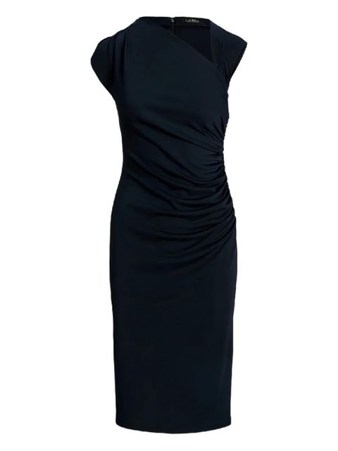Lauren Ralph Lauren asymmetric-neck ruched midi dress - Blue - zdjęcie produktu nr 1