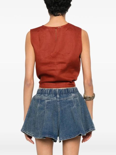 TWINSET sleeveless embroidered crop top - Brown