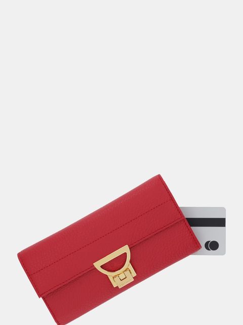 Coccinelle portfel skórzany damski kolor czerwony