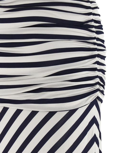 Self-Portrait striped draped maxi dress - White