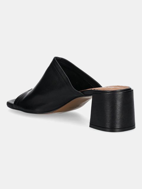 Jonak klapki skórzane BUTTERFLY damskie kolor czarny na słupku 3600101