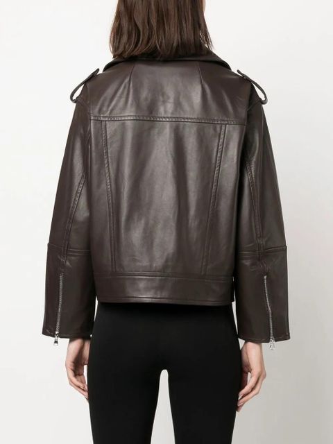 Yves Salomon leather zip-up flight jacket - Brown
