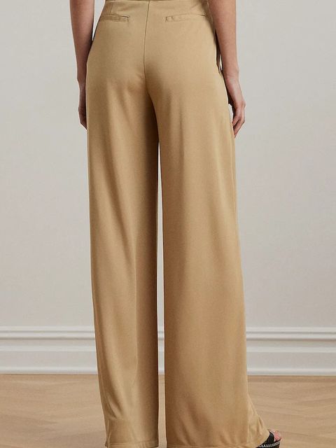 Lauren Ralph Lauren spodnie damskie kolor beżowy szerokie high waist 200980217