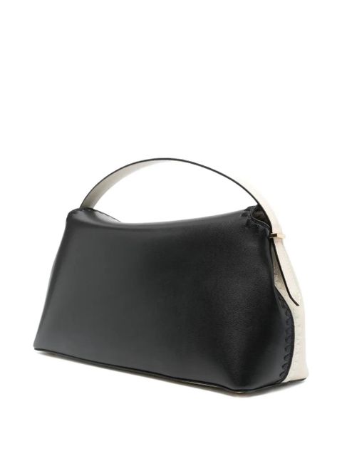 TOTEME T-lock embroidered leather shoulder bag - Neutrals