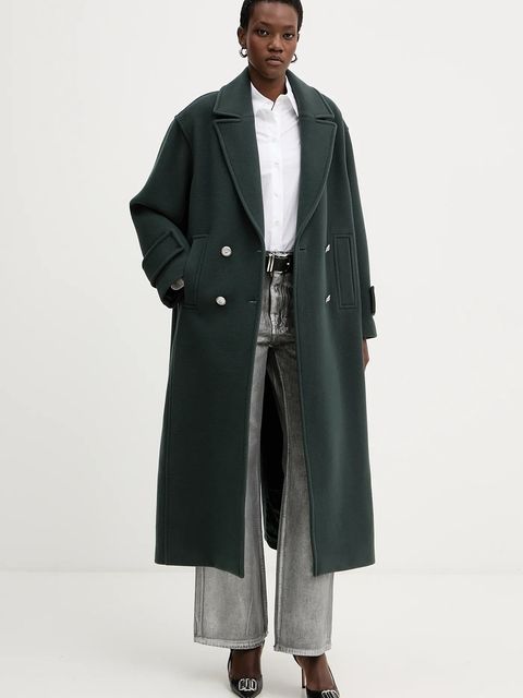 Pinko płaszcz z dodatkiem wełny kolor zielony 105770 A2SM