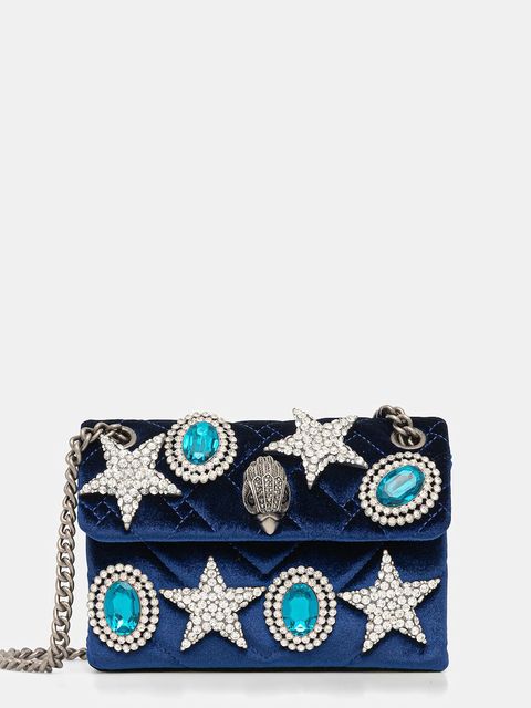 Kurt Geiger London torebka welurowa VELVET MINI KENSINGTON kolor granatowy 5018780789 - zdjęcie produktu nr 1