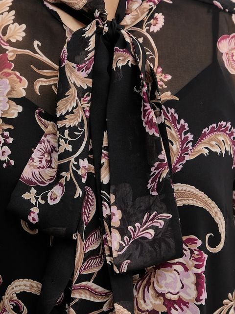 Marciano by Guess koszula VERITY damska kolor czarny regular z wiązanym dekoltem 5BGH14 7310A