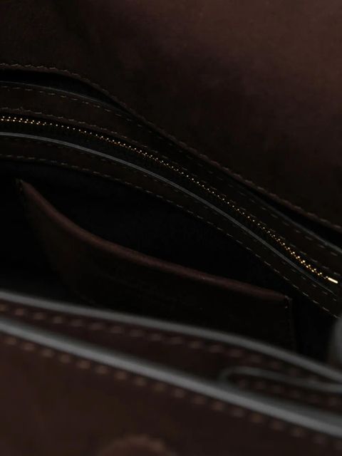 Moschino buckle suede cross body bag - Brown