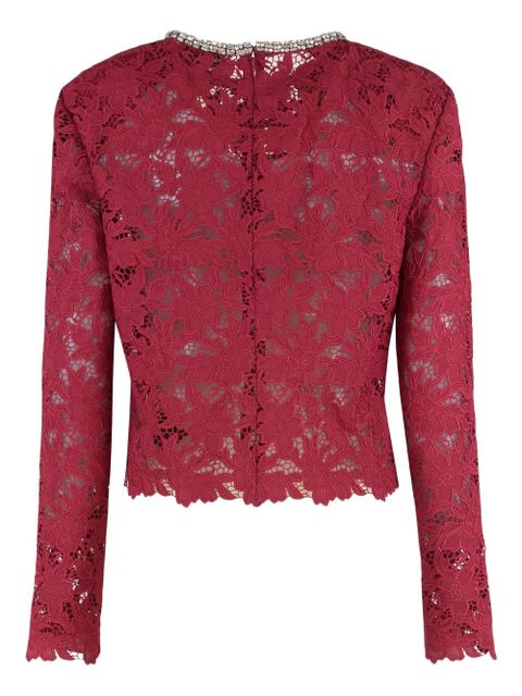 Self-Portrait lace crystals-detail top - Red - zdjęcie produktu nr 2