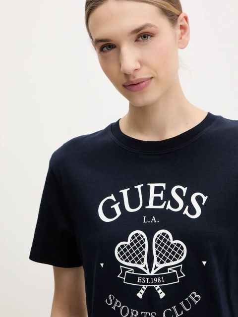 Guess t-shirt bawełniany damski kolor granatowy V5GI04 I3Z14