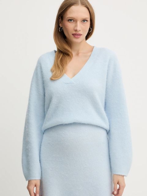 BOSS Orange sweter z dodatkiem wełny damski kolor niebieski 50549185 - zdjęcie produktu nr 1