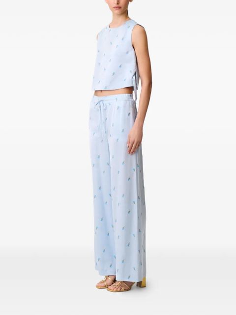 Claudie Pierlot floral-pattern palazzo trousers - Blue