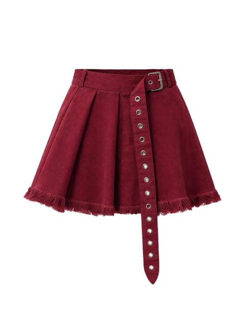 Marques'Almeida belt-detail fringed cotton mini skirt - Red - zdjęcie produktu nr 1