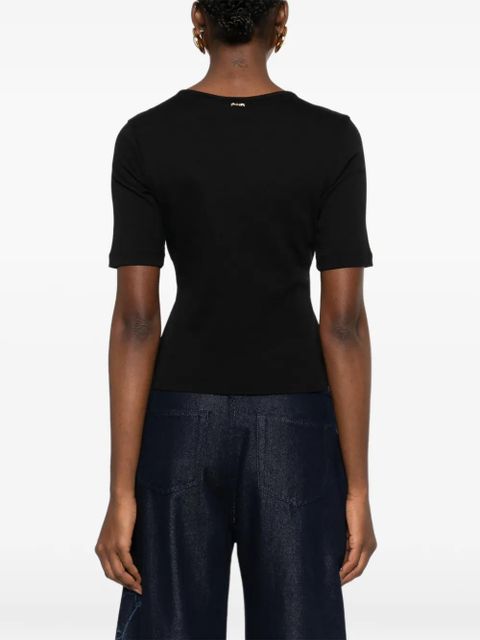 TWINSET floral-appliqué T-shirt - Black