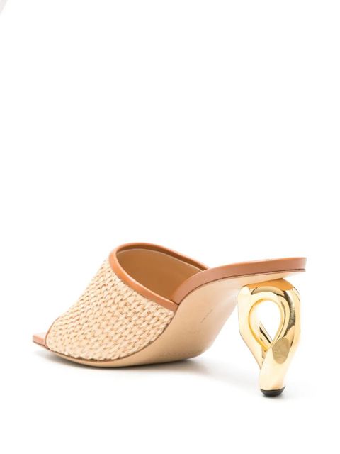 JW Anderson Chain-heel raffia-woven sandals - Brown