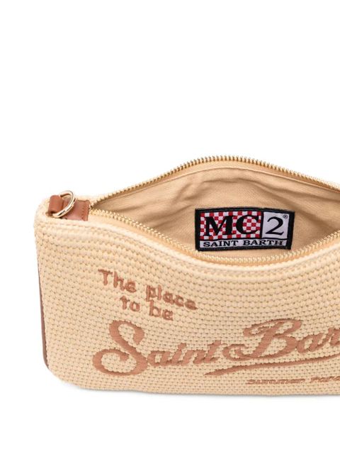 MC2 Saint Barth Parisienne embroidered woven clutch bag - Neutrals
