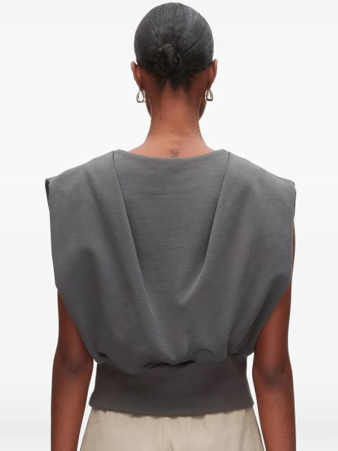 3.1 Phillip Lim V-neck shoulder-pad top - Grey