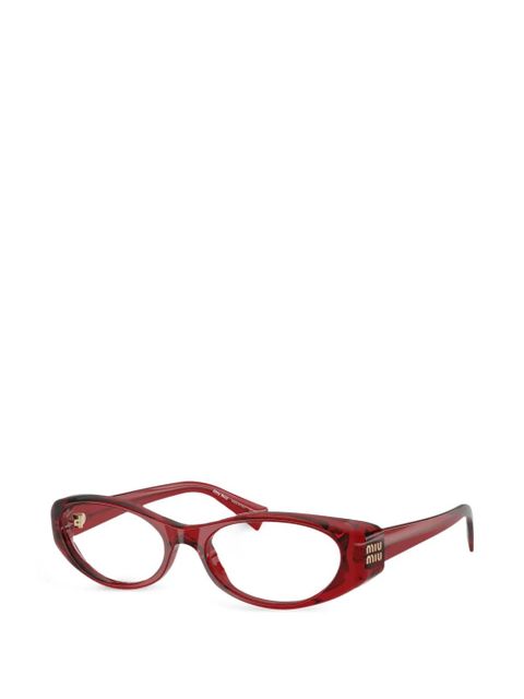 Miu Miu Eyewear oval frame glasses - Red - zdjęcie produktu nr 2