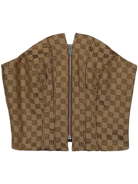 MISBHV Jacquard Monogram Corset top - Neutrals - zdjęcie produktu nr 1