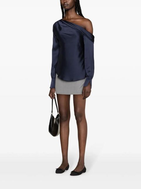 Simkhai Alice asymmetric draped-shoulder blouse - Blue