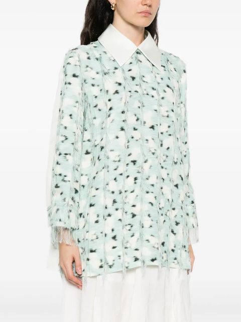 Jil Sander fringed printed top - Blue