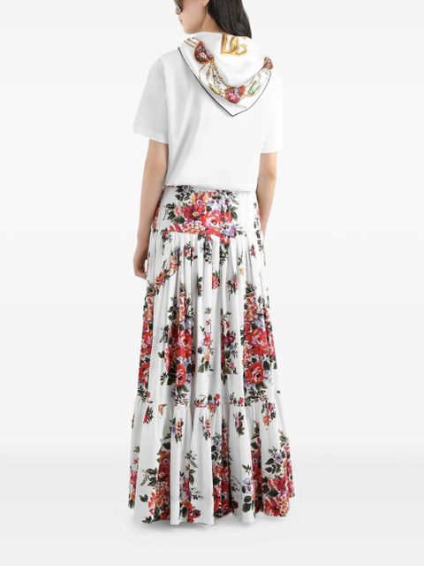 Dolce & Gabbana scarf-detail logo-embroidered T-shirt - White