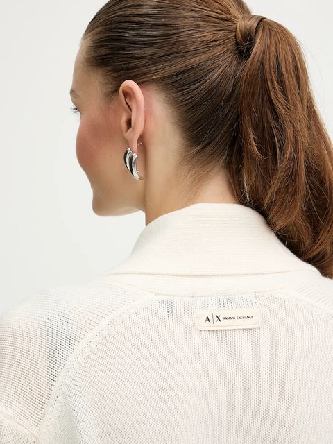 Armani Exchange kardigan z dodatkiem wełny damski kolor beżowy XW000766 AF13774