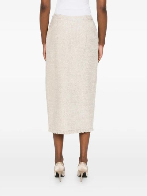 Alessandra Rich bow-embellished sequined skirt - Neutrals