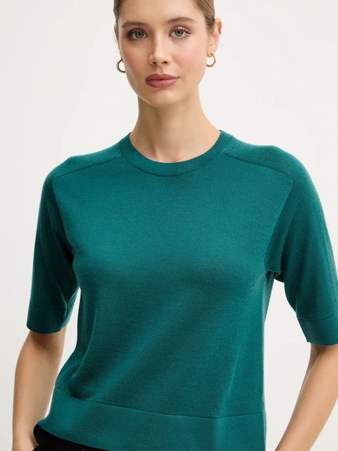 United Colors of Benetton sweter wełniany damskie kolor zielony lekki 11AHD10E6