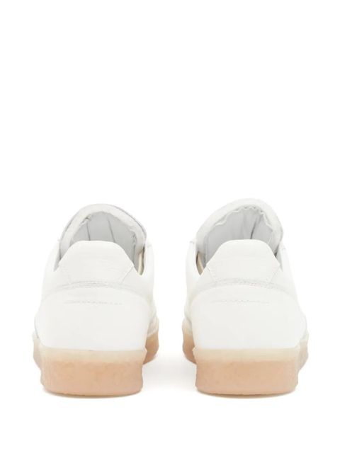 MM6 Maison Margiela stitch-logo leather sneakers - White